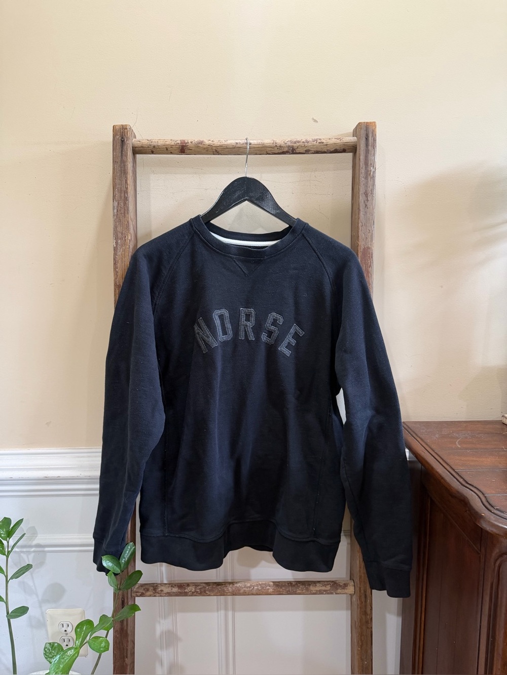 Norse Projects Black Crewneck Sweatshirt with Tonal Logo